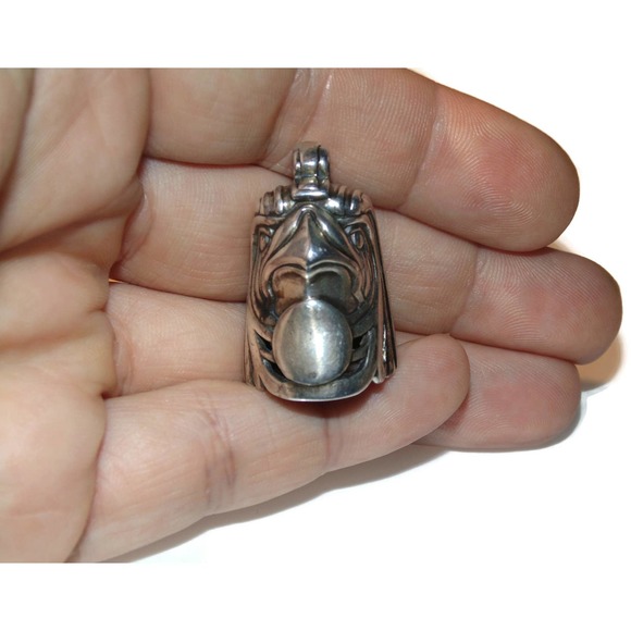 GRB Vintage Sterling Silver Harmony Chime Eagle RARE Bell Pendant Gordon Barnett - Picture 4 of 5